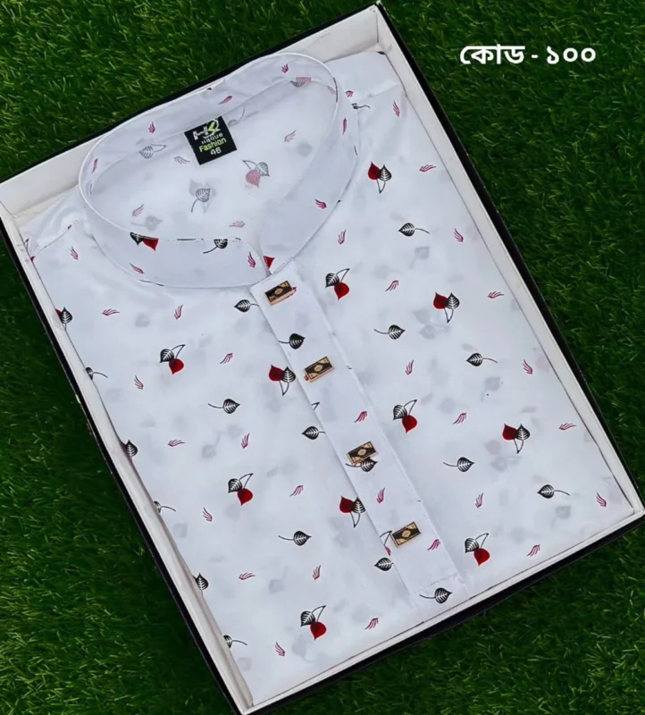 পানপাতা সাদা কালার পাঞ্জাবি